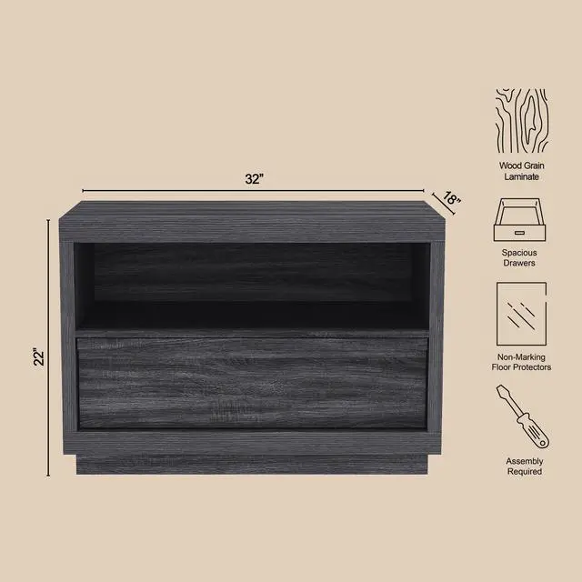 Alt view image 3 of 7 - Nightstand In Charcoal Gray