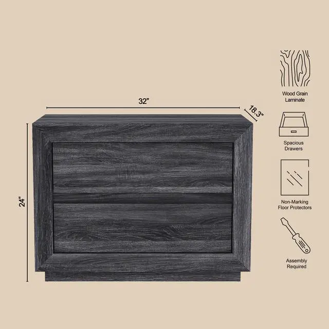 Alt view image 4 of 7 - Nightstand In Charcoal Gray