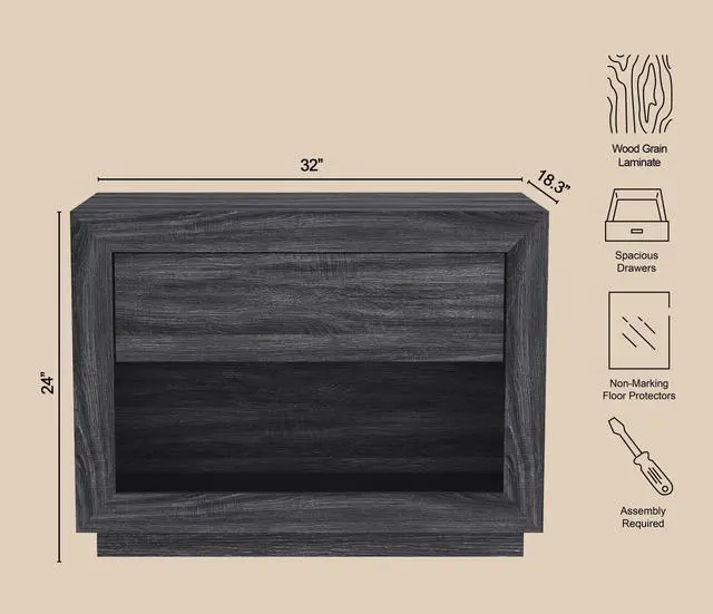 Alt view image 5 of 7 - Nightstand In Charcoal Gray