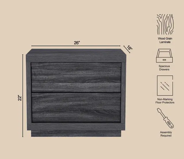 Alt view image 6 of 7 - Nightstand In Charcoal Gray