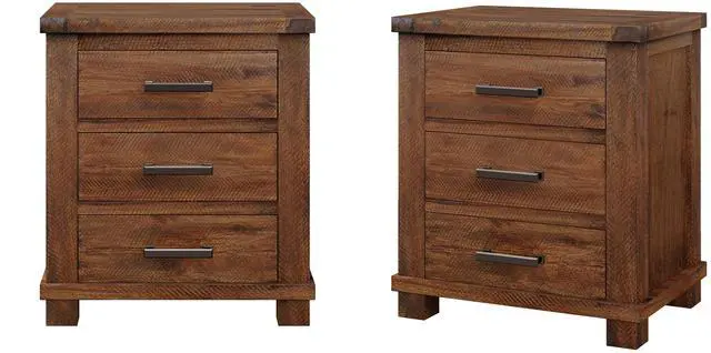 Main image of Rustic Three Drawer Reclaimed Solid Wood Farmhouse Nightstand Set Of Two (Old Sku:Bs531408Aad)