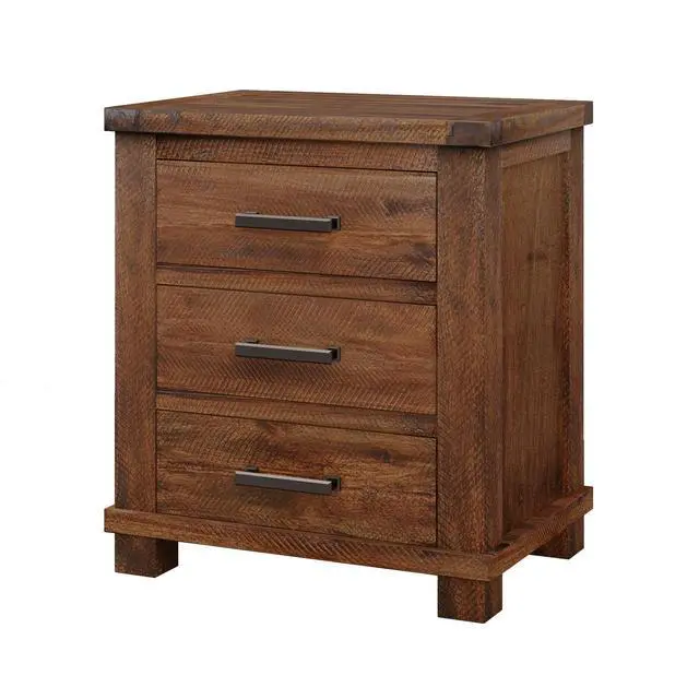 Alt view image 5 of 7 - Rustic Three Drawer Reclaimed Solid Wood Farmhouse Nightstand Set Of Two (Old Sku:Bs531408Aad)