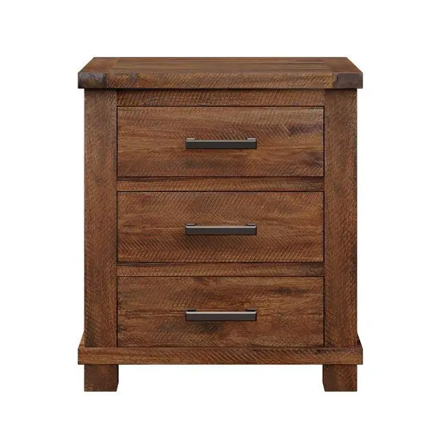 Alt view image 6 of 7 - Rustic Three Drawer Reclaimed Solid Wood Farmhouse Nightstand Set Of Two (Old Sku:Bs531408Aad)
