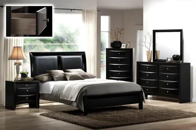 Alt view image 5 of 6 - 1Pc Contemporary 2 Drawer Nightstand End Table Jewelry Tray Black Finish Solid Wood Wooden Bedroom Furniture