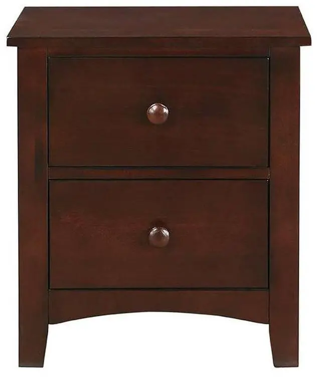 Main image of Dark Oak Finish Nightstand 2-Drawers Pine Veneer Mdf Wooden 1Pc Modern Nightstand