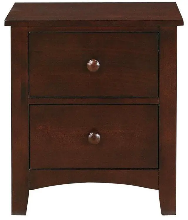 Alt view image 2 of 6 - Dark Oak Finish Nightstand 2-Drawers Pine Veneer Mdf Wooden 1Pc Modern Nightstand