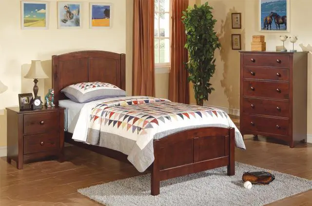 Alt view image 5 of 6 - Dark Oak Finish Nightstand 2-Drawers Pine Veneer Mdf Wooden 1Pc Modern Nightstand