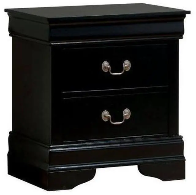Alt view image 6 of 7 - 1Pc Nightstand Black Louis Philippe Solid Wood English Dovetail Construction Antique Nickle Hanging Pulls