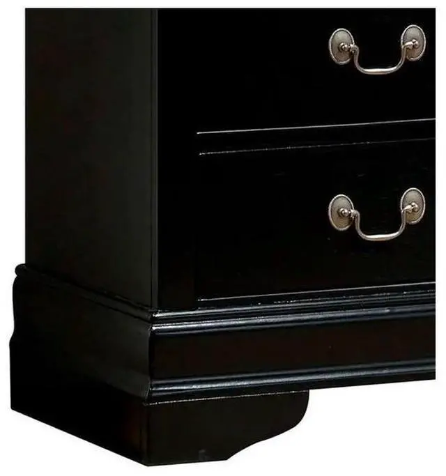 Alt view image 5 of 7 - 1Pc Nightstand Black Louis Philippe Solid Wood English Dovetail Construction Antique Nickle Hanging Pulls