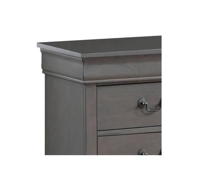 Alt view image 6 of 7 - 1Pc Nightstand Gray Louis Philippe Solid Wood English Dovetail Construction Antique Nickle Hanging Pulls