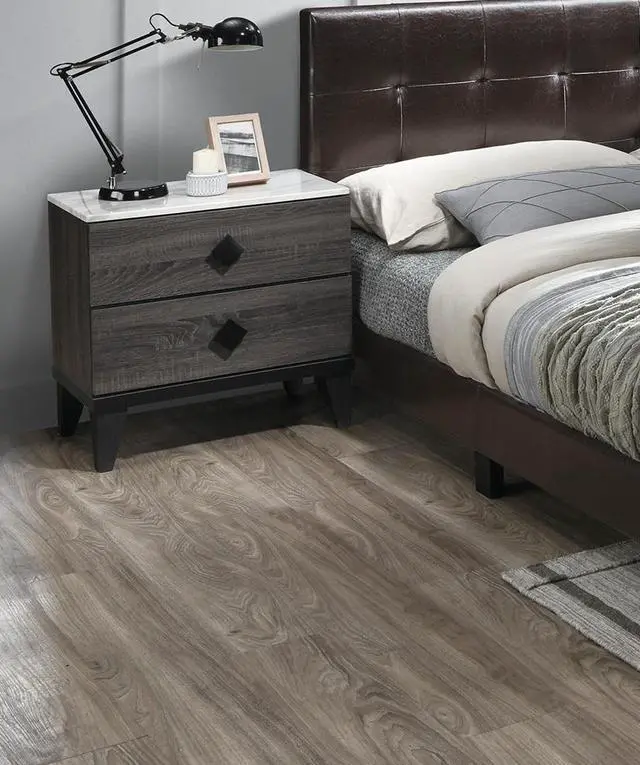 Main image of Bedroom Furniture Contemporary Look Grey Color Nightstand Drawers Bed Side Table Plywood
