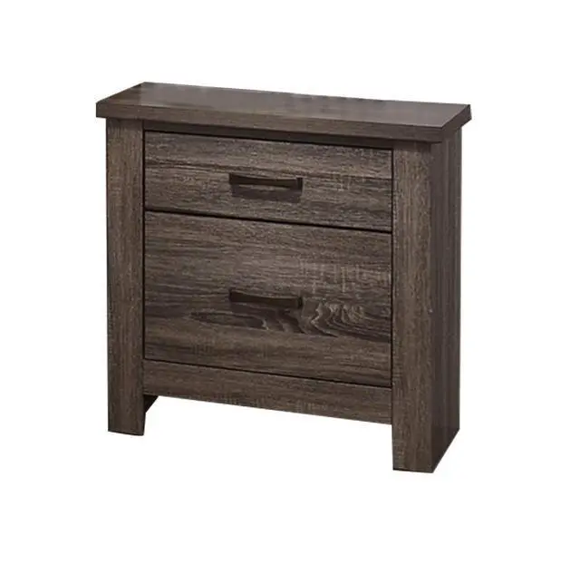 Alt view image 2 of 7 - Natural Finish Striking Wooden Nightstand Bedside Table 2X Drawers Storage Bedroom Furniture