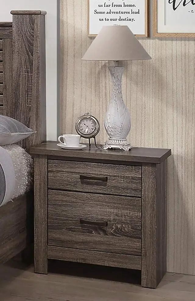 Alt view image 3 of 7 - Natural Finish Striking Wooden Nightstand Bedside Table 2X Drawers Storage Bedroom Furniture
