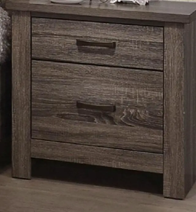 Alt view image 6 of 7 - Natural Finish Striking Wooden Nightstand Bedside Table 2X Drawers Storage Bedroom Furniture