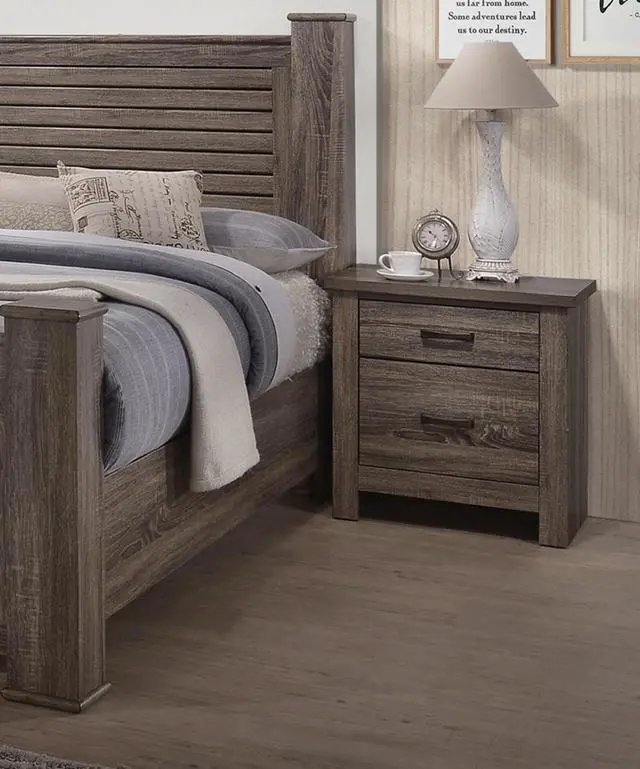 Alt view image 4 of 7 - Natural Finish Striking Wooden Nightstand Bedside Table 2X Drawers Storage Bedroom Furniture