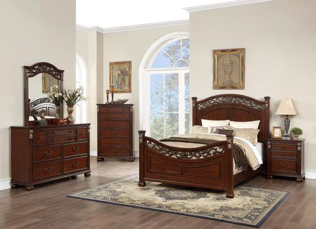 Alt view image 6 of 6 - Bedroom Furniture Traditional Look Unique Wooden Nightstand Drawers Bed Side Table Cherry