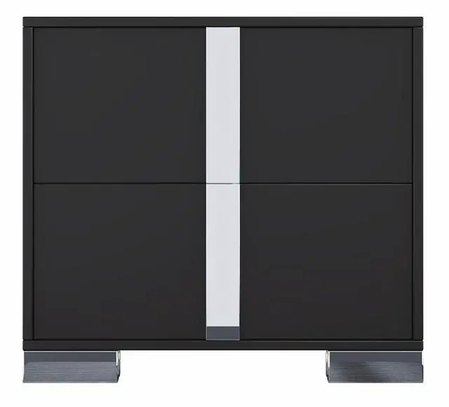 Alt view image 5 of 7 - Elegant Nightstand With Metal Foot, Mirrored Bedside Table With 2 Drawers For Bedroom, Living Room, Black