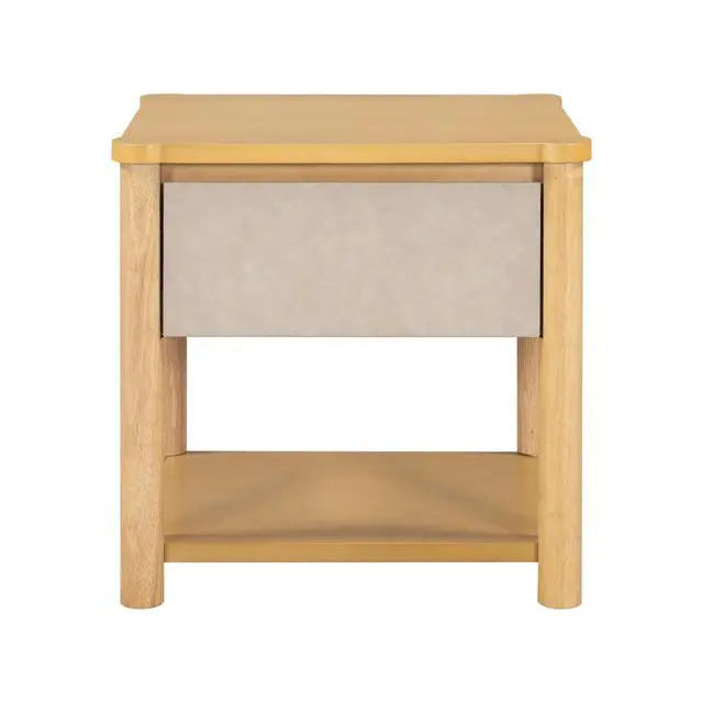 Alt view image 7 of 7 - Wood Nightstand,Modern Nightstands With Drawer, Farmhouse Bedside Table For Bedroom Living Room ,Mp2(Set Of 2) Natural&Beige Color