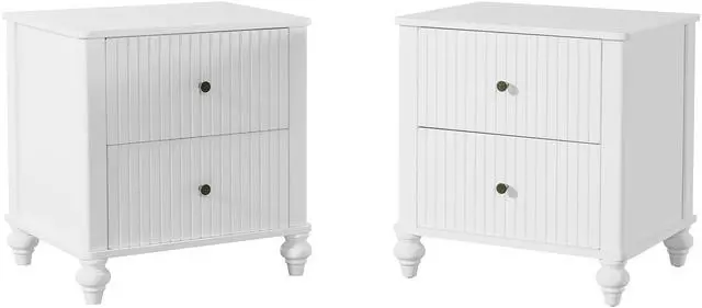 Alt view image 5 of 7 - 23" Nightstand With 2 Drawers, White Color - Sturdy Wooden Bedside Table For Bedroom & Living Room Use, Modern Decor, Mp1