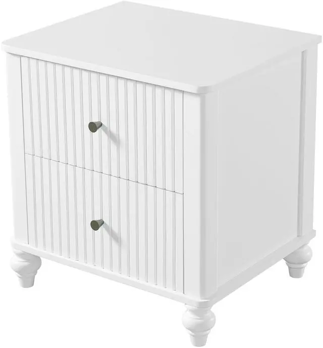 Alt view image 7 of 7 - 23" Nightstand With 2 Drawers, White Color - Sturdy Wooden Bedside Table For Bedroom & Living Room Use, Modern Decor, Mp1