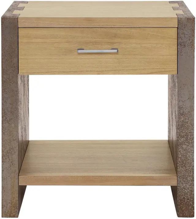 Alt view image 2 of 7 - Wood Nightstand, Bedside Table Natural &Gray Color