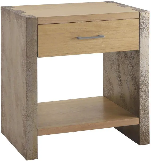 Alt view image 3 of 7 - Wood Nightstand, Bedside Table Natural &Gray Color