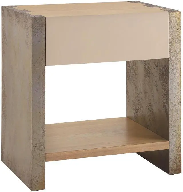 Alt view image 6 of 7 - Wood Nightstand, Bedside Table Natural &Gray Color