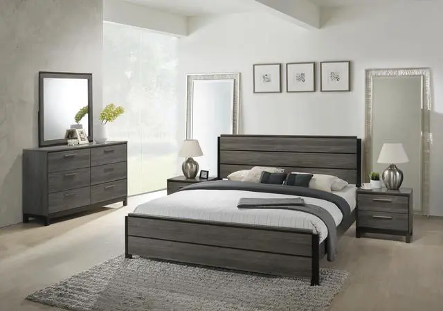 Alt view image 5 of 6 - Ioana Wood 2-Drawers Nightstand (Nightstand Only), Antique Grey Finish