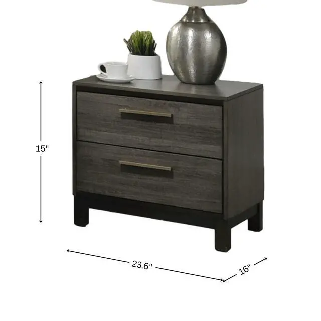 Alt view image 6 of 6 - Ioana Wood 2-Drawers Nightstand (Nightstand Only), Antique Grey Finish