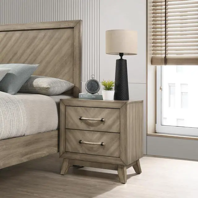Main image of Arena Contemporary 2-Drawer Nightstand, Antique Gray