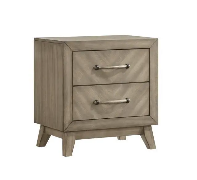 Alt view image 2 of 6 - Arena Contemporary 2-Drawer Nightstand, Antique Gray