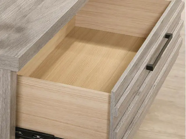 Alt view image 3 of 6 - Alvear Contemporary Wood Nightstand With Metal Base, One Size, Nightstand Only, Weathered Gray