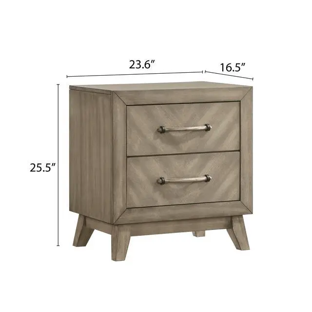 Alt view image 6 of 6 - Arena Contemporary 2-Drawer Nightstand, Antique Gray