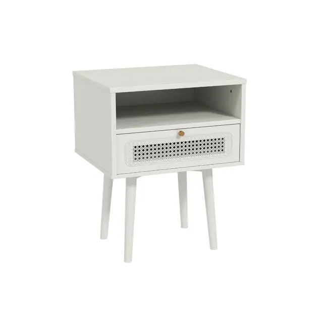 Alt view image 6 of 7 - Feeney Dual-Tier Storage Nightstand, Side Table, Cream White