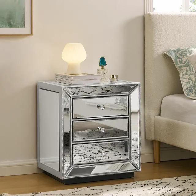 Alt view image 3 of 7 - Three Drawer Cabinet With Bead Mirror Finish