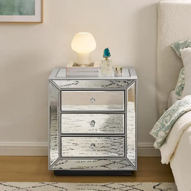 Alt view image 2 of 7 - Three Drawer Cabinet With Bead Mirror Finish