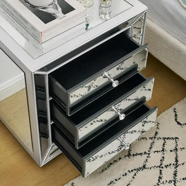 Alt view image 6 of 7 - Three Drawer Cabinet With Bead Mirror Finish