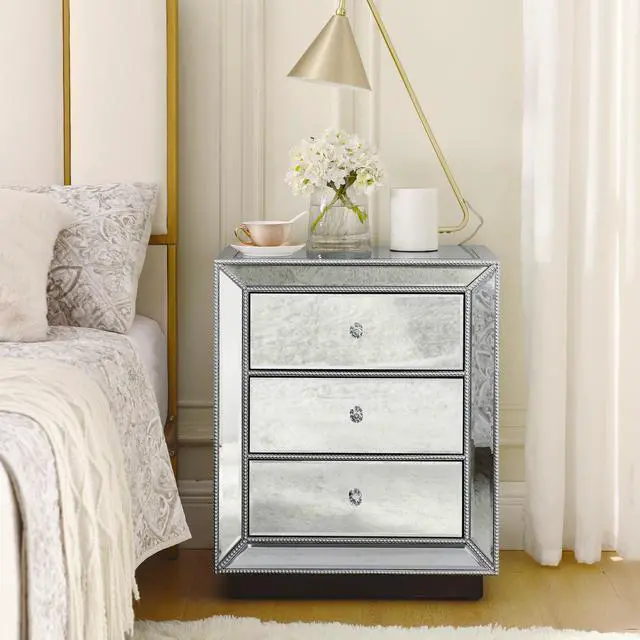 Alt view image 2 of 7 - Three Drawer Cabinet With Bead Mirror Finish