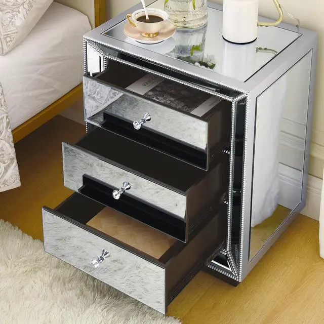 Alt view image 4 of 7 - Three Drawer Cabinet With Bead Mirror Finish