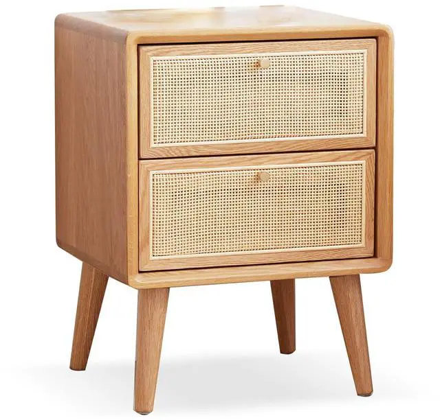 Main image of Pure Solid Wood Bedside Cabinet Modern Simple Nightstands North America Oak Bedside Cabinet Nordic Bedroom Solid Oak Storage Cabinet 0.4M