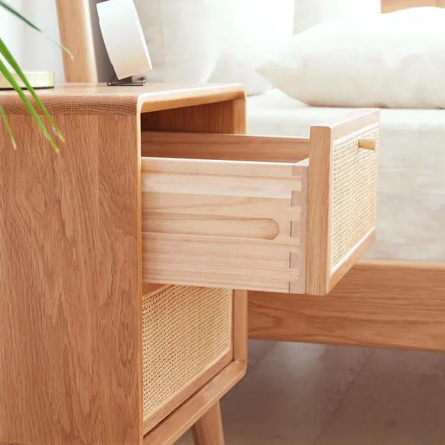 Alt view image 3 of 7 - Pure Solid Wood Bedside Cabinet Modern Simple Nightstands North America Oak Bedside Cabinet Nordic Bedroom Solid Oak Storage Cabinet 0.4M