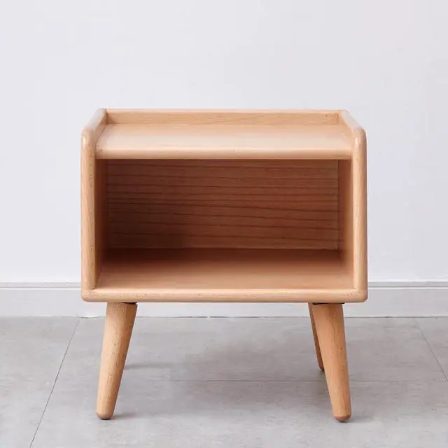 Alt view image 2 of 7 - Pure Solid Wood Bedside Cabinet Modern Simple Nightstands European Beech Bedside Cabinet Nordic Bedroom Solid Beech Storage Cabinet 0.4M
