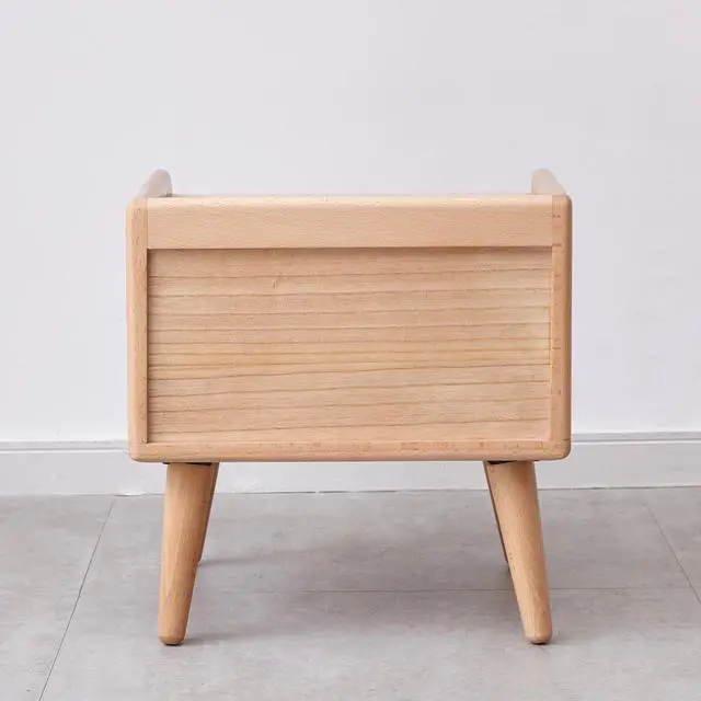Alt view image 3 of 7 - Pure Solid Wood Bedside Cabinet Modern Simple Nightstands European Beech Bedside Cabinet Nordic Bedroom Solid Beech Storage Cabinet 0.4M