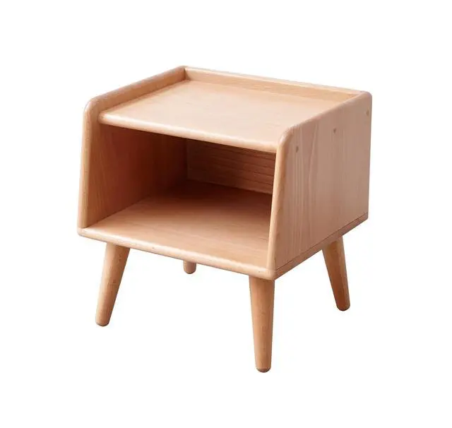 Alt view image 6 of 7 - Pure Solid Wood Bedside Cabinet Modern Simple Nightstands European Beech Bedside Cabinet Nordic Bedroom Solid Beech Storage Cabinet 0.4M
