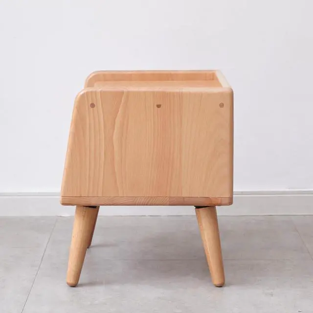 Alt view image 4 of 7 - Pure Solid Wood Bedside Cabinet Modern Simple Nightstands European Beech Bedside Cabinet Nordic Bedroom Solid Beech Storage Cabinet 0.4M