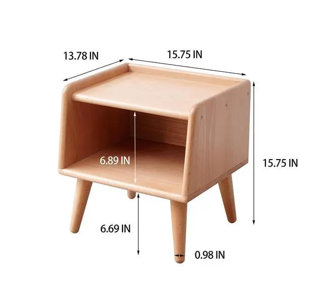 Alt view image 7 of 7 - Pure Solid Wood Bedside Cabinet Modern Simple Nightstands European Beech Bedside Cabinet Nordic Bedroom Solid Beech Storage Cabinet 0.4M