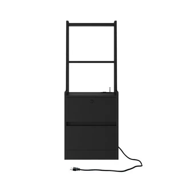Alt view image 2 of 7 - Nightstands Set Of 2, With Charging Station, Smart Nightstand With Night Light, Modern Night Stand With Bookshelf, Bedside Tables With Storage Cabinet For Bedroom, Black