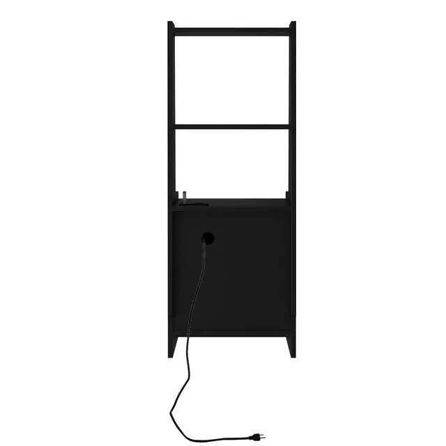 Alt view image 4 of 7 - Nightstands Set Of 2, With Charging Station, Smart Nightstand With Night Light, Modern Night Stand With Bookshelf, Bedside Tables With Storage Cabinet For Bedroom, Black