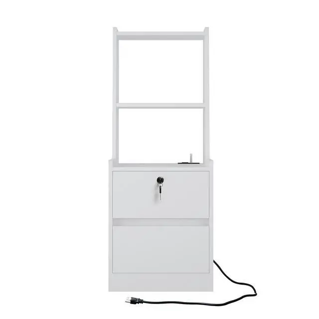 Alt view image 2 of 7 - Nightstands Set Of 2, With Charging Station, Smart Nightstand With Night Light, Modern Night Stand With Bookshelf, Bedside Tables With Storage Cabinet For Bedroom,White