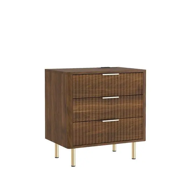 Alt view image 5 of 7 - Nightstand With Charging Station, Smart Nightstand With Night Light, Modern Night Stand With Storage Cabinet For Bedroom, Wood